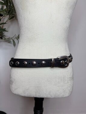 Madewell Black Leather Studded Belt with Silver-Tone Hardware